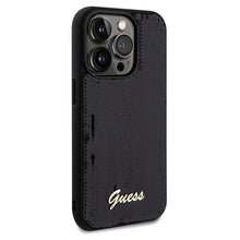 Заредете изображение във визуализатора на галерията – Original faceplate case GUESS GUHCP14XPSFDGSK for iPhone 14 Pro Max (Sequin Script Metal  / black)
