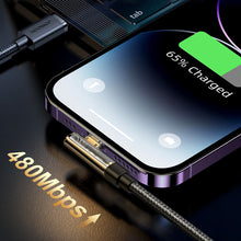 Заредете изображение във визуализатора на галерията – Joyroom Angled Lightning - USB cable for fast charging and data transfer 2.4A 1.2 m black (S-UL012A6)
