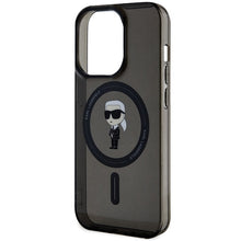 Заредете изображение във визуализатора на галерията – Original Pouch KARL LAGERFELD hardcase IML Ikonik Magsafe KLHMP14LHFCKNOK  for Iphone 14 Pro Black
