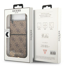 Заредете изображение във визуализатора на галерията – Original Case GUESS - hardcase 4G Charms Collection GUHCZF4GF4GBR  for Samsung Galaxy Z Flip 4 Brown
