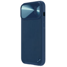 Заредете изображение във визуализатора на галерията – Nillkin CamShield Leather S Case iPhone 14 Pro cover with camera cover blue
