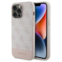 Заредете изображение във визуализатора на галерията – Original Case GUESS hard case 4G Stripe Collection GUHCP14XG4GLPI for Iphone 14 Pro Max pink
