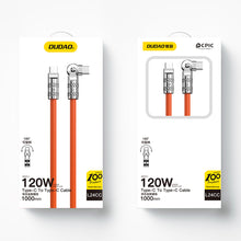 Заредете изображение във визуализатора на галерията – Angled cable USB - USB C 120W 1m rotation 180° Dudao - orange
