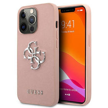 Заредете изображение във визуализатора на галерията – Guess GUHCP13XSA4GSPI iPhone 13 Pro Max 6,7" różowy/pink hardcase Saffiano 4G Metal Logo
