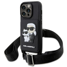 Заредете изображение във визуализатора на галерията – Original Pouch KARL LAGERFELD Crossbody Saffiano Karl &amp; Choupette KLHCP14XCSAKCPMK for Iphone 14 Pro Max Black
