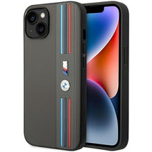 Заредете изображение във визуализатора на галерията – Case BMW BMHCP14S22PPMA iPhone 14 6.1" grey/grey Tricolor M Collection

