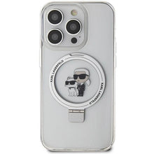 Заредете изображение във визуализатора на галерията – Karl Lagerfeld Ring Stand Karl&amp;Choupette MagSafe case for iPhone 13 Pro Max - white
