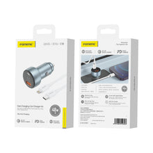 Заредете изображение във визуализатора на галерията – Foneng Car charger C18 - USB + Type C - PD 30W 3A with Type C to Lightning cable grey
