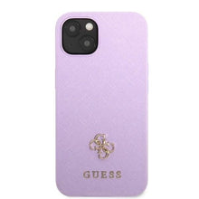 Заредете изображение във визуализатора на галерията – Guess GUHCP13SPS4MU iPhone 13 mini 5.4" purple/purple hardcase Saffiano 4G Small Metal Logo
