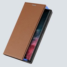 Заредете изображение във визуализатора на галерията – Dux Ducis Skin X2 case Samsung Galaxy S23 Ultra flip case wallet stand brown
