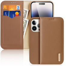 Заредете изображение във визуализатора на галерията – Dux Ducis Hivo iPhone 15 Pro Dux Ducis Hivo wallet case with RFID blocking - brown
