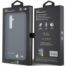 Заредете изображение във визуализатора на галерията – Original Case BMW Leather Carbon BMHCS23FE22NBCK for Samsung Galaxy S23 FE Black
