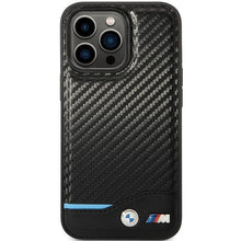 Заредете изображение във визуализатора на галерията – Case BMW BMHCP13X22NBCK iPhone 13 Pro Max 6.7" black/black hardcase Leather Carbon

