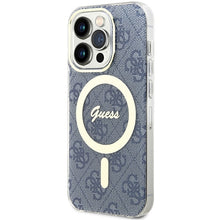 Заредете изображение във визуализатора на галерията – Original Case GUESS hardcase IML 4G MagSafe GUHMP15LH4STB for Iphone 15 Pro blue

