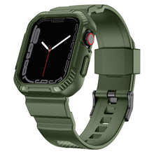 Заредете изображение във визуализатора на галерията – Kingxbar CYF537 2in1 Armored Case for Apple Watch SE, 8, 7, 6, 5, 4, 3, 2, 1 (45, 44, 42 mm) with strap green
