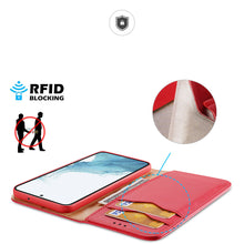 Заредете изображение във визуализатора на галерията – Dux Ducis Hivo case for Samsung Galaxy S23 flip cover wallet stand RFID blocking red
