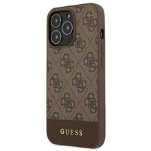 Заредете изображение във визуализатора на галерията – Guess GUHCP13LG4GLBR iPhone 13 Pro / 13 6,1" brązowy/brown hard case 4G Stripe Collection
