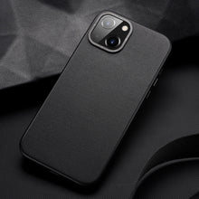 Заредете изображение във визуализатора на галерията – Dux Ducis Grit Leather Case for iPhone 14 Plus Elegant Faux Leather Cover (MagSafe Compatible) Black
