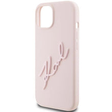 Заредете изображение във визуализатора на галерията – Karl Lagerfeld Silicone Karl Script case for iPhone 15 - pink
