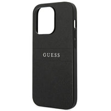 Заредете изображение във визуализатора на галерията – Оригинален гръб Guess за iphone 14 pro max (glitter flakes script metal logo / black) - TopMag

