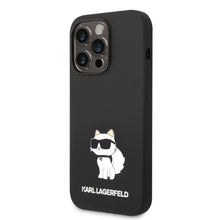 Заредете изображение във визуализатора на галерията – Original KARL LAGERFELD Case Silicone Choupette KLHCP14LSNCHBCK for Iphone 14 Pro black

