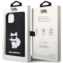Заредете изображение във визуализатора на галерията – Original Pouch KARL LAGERFELD hardcase Rubber Choupette 3D KLHCP14S3DRKHNK for Iphone 14 Black
