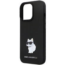 Заредете изображение във визуализатора на галерията – Original Pouch KARL LAGERFELD hardcase Silicone C Metal Pin KLHCP13XSMHCNPK for Iphone 13 Pro Max black
