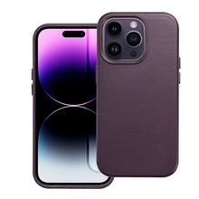 Заредете изображение във визуализатора на галерията – Leather Mag Cover for IPHONE 15 PRO dark violet
