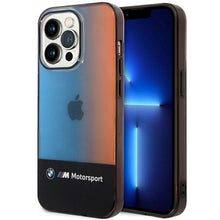 Заредете изображение във визуализатора на галерията – Case BMW BMHCP14L22HMGK iPhone 14 Pro 6.1" black/black Half Tricolor
