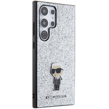 Заредете изображение във визуализатора на галерията – Karl Lagerfeld Fixed Glitter Ikonik Logo Metal Pin Case for Samsung Galaxy S24 Ultra - Silver
