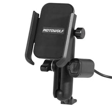 Заредете изображение във визуализатора на галерията – Motorcycle phone holder Motowolf with USB port to mirror
