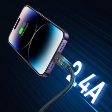 Заредете изображение във визуализатора на галерията – USB cable - Lightning Baseus Unbreakable 2.4A 480Mbps 2m - black
