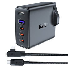 Заредете изображение във визуализатора на галерията – Set of 2x fast charger GaN UK 100W Power Delivery 3x USB C 1x USB - white / black
