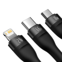 Заредете изображение във визуализатора на галерията – BASEUS cable USB 3in1 Flash Series USB-C micro USB Lightning 66W CASS040001
 1.2m black
