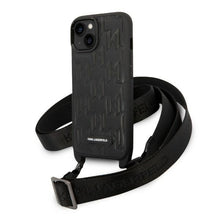 Заредете изображение във визуализатора на галерията – Karl Lagerfeld KLHCP14SSTMMK iPhone 14 6.1" hardcase black/black Monogram Plaque Logo Strap
