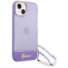 Заредете изображение във визуализатора на галерията – Original faceplate case guess guhcp14shgcohu for iphone 14 (iml electro cam w. strap translucent / purple)
