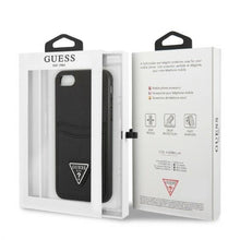 Заредете изображение във визуализатора на галерията – Guess GUHCI8PSATPK iPhone 7/8 SE 2020 / SE 2022 hardcase black/black hardcase Saffiano Triangle Logo Cardslot
