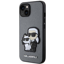 Заредете изображение във визуализатора на галерията – Karl Lagerfeld KLHCP14SSANKCPG iPhone 14 6.1" hardcase silver/silver Saffiano Karl &amp; Choupette
