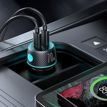 Заредете изображение във визуализатора на галерията – Car charger 2x USB C 70W with LED backlight Joyroom JR-CCN02 | black

