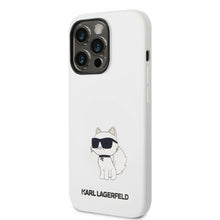 Заредете изображение във визуализатора на галерията – Karl Lagerfeld KLHMP14XSNCHBCH iPhone 14 Pro Max 6.7" hardcase white/white Silicone Choupette MagSafe
