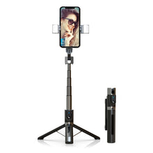 Заредете изображение във визуализатора на галерията – Selfie Stick - with detachable bluetooth remote control, tripod and 2 LED lights - P96D-2 BLACK
