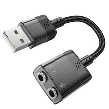 Заредете изображение във визуализатора на галерията – HOCO adaptor AUX USB to 2x Jack 3,5mm (female) Spirit LS37 black
