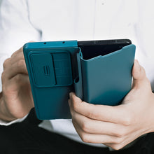 Заредете изображение във визуализатора на галерията – Nillkin Qin Leather Pro Case for Samsung Galaxy Z Fold 4 cover with camera cover and pen holder green
