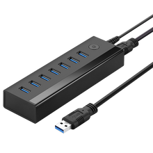 Заредете изображение във визуализатора на галерията – Ugreen multifunctional HUB 7in1 USB-A - 7xUSB-A 5Gb/s black (US219)
