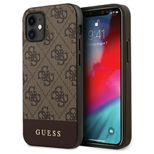Заредете изображение във визуализатора на галерията – Guess GUHCP12SG4GLBR iPhone 12 mini 5,4" brązowy/brown hardcase 4G Stripe Collection
