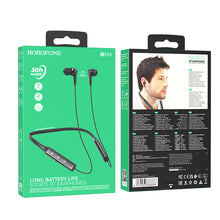 Заредете изображение във визуализатора на галерията – Borofone Sports earphones BE59 Rhythm bluetooth black
