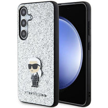 Заредете изображение във визуализатора на галерията – Karl Lagerfeld Fixed Glitter Ikonik Logo Metal Pin case for Samsung Galaxy S24+ - silver
