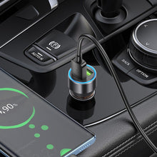 Заредете изображение във визуализатора на галерията – HOCO car charger 2 x USB QC3.0 18W + cable USB to Type C NZ12 transpatent orange
