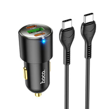 Заредете изображение във визуализатора на галерията – HOCO car charger USB QC 3.0 + 2x Type C PD 45W NZ6 black
