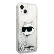 Заредете изображение във визуализатора на галерията – Karl Lagerfeld KLHCP14SLNCHCS iPhone 14 6.1" silver/silver hardcase Glitter Choupette Head
